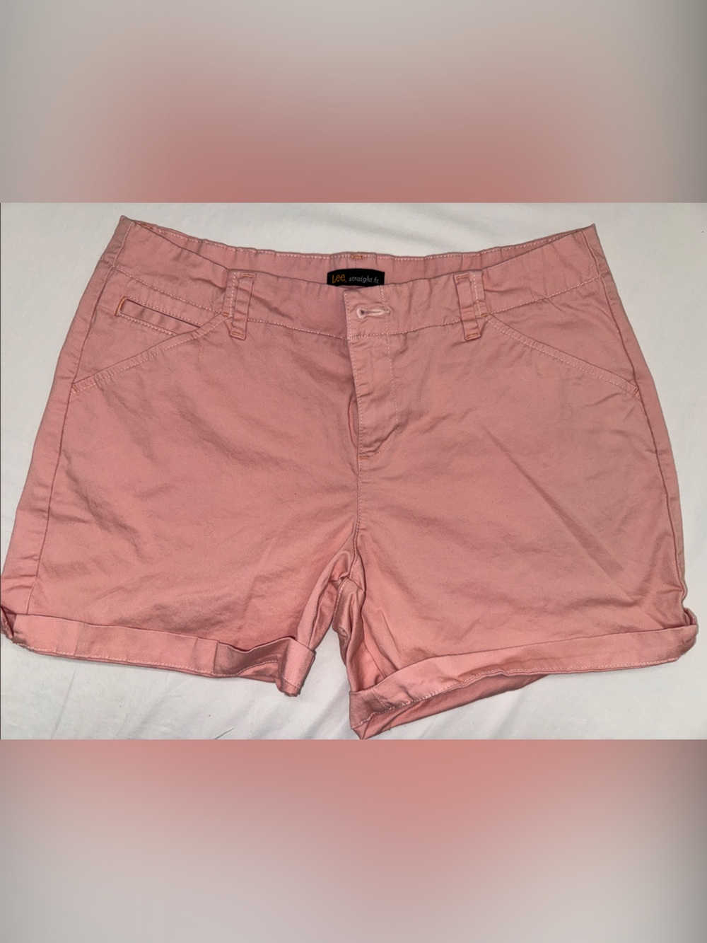 Lee Women's High-Waist Peach Pink Cotton Shorts - 12 Medium